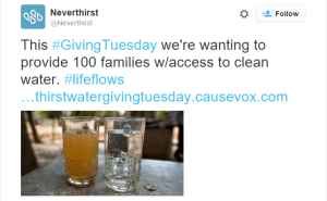 Thirst Water #GivingTuesday tweet